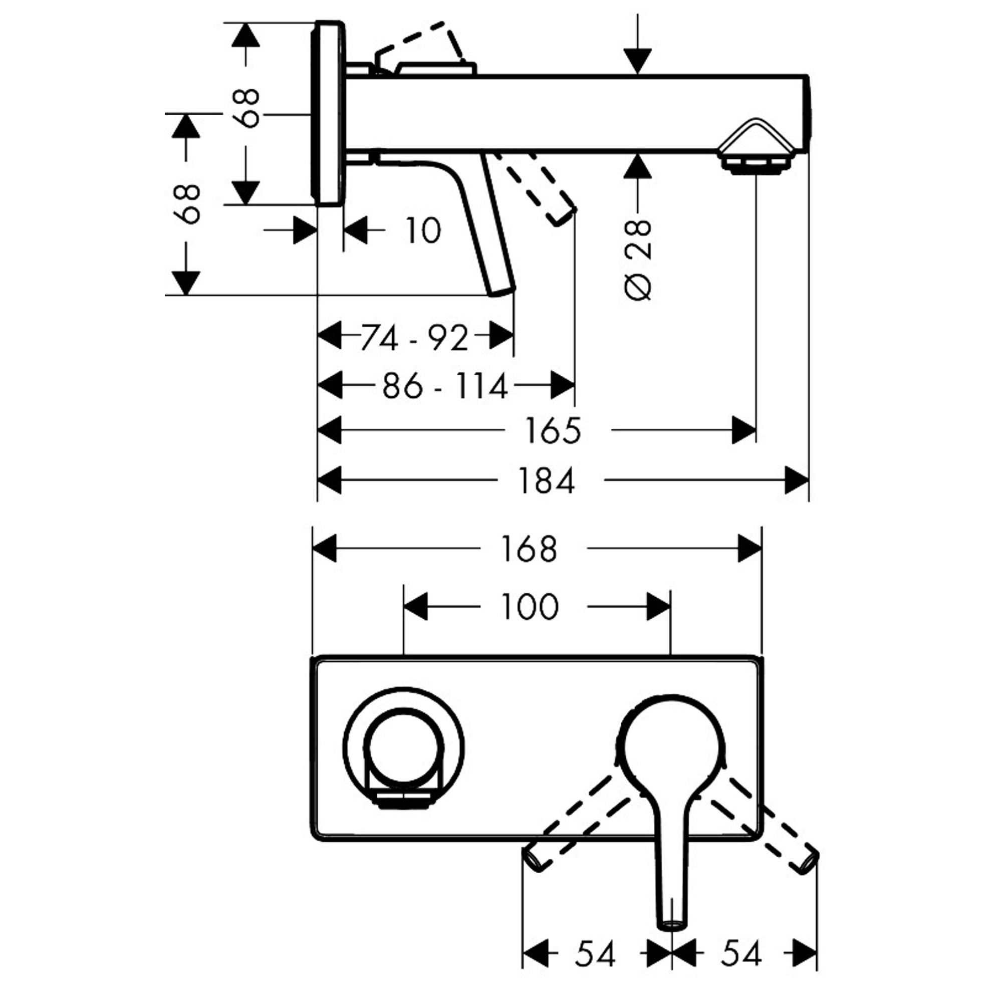 Hansgrohe Talis S Lavabo Bataryası Ankastre 165Mm 72110000