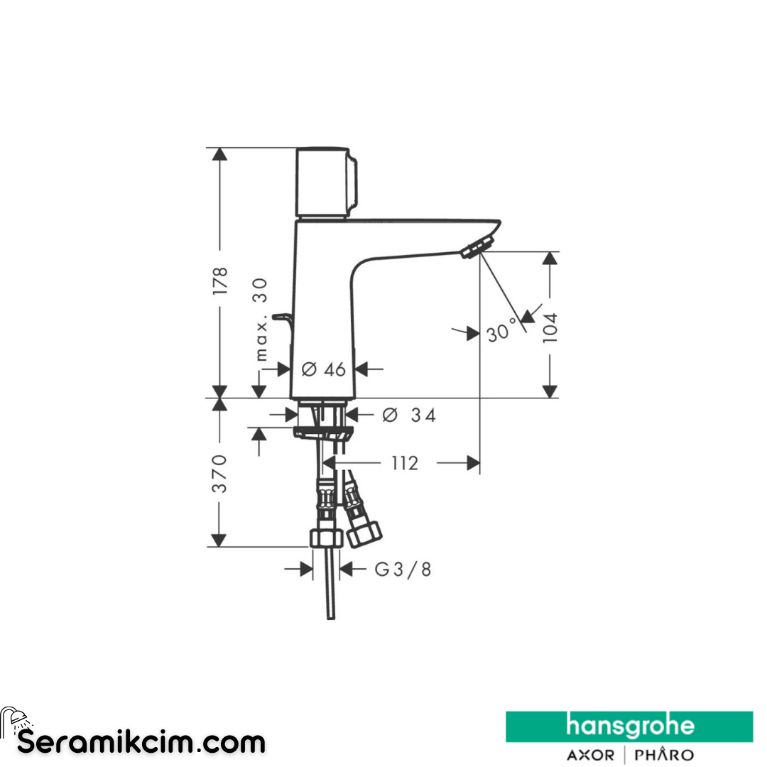 Hansgrohe Talis Select E Lavabo Bataryası 110 Sifon Kumandalı Krom 71750000