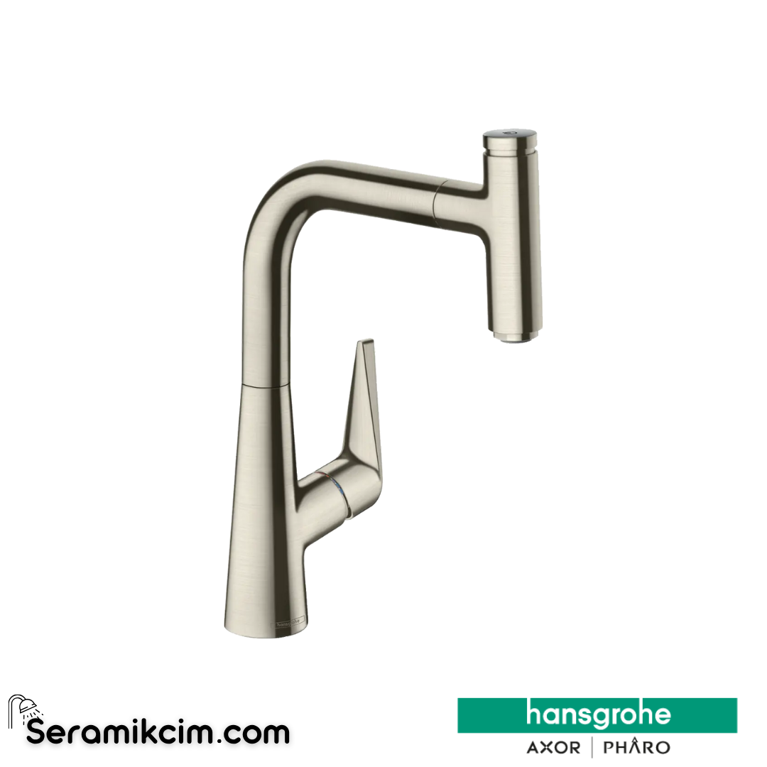 Hansgrohe Talis Select M51 H220 Tek Kollu Eviye Bataryası Spiralli 1 Jet sBox Paslanmaz Çelik 73852800