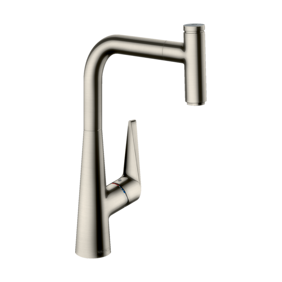 HansGrohe Talis Select M51 Tek Kollu Eviye Bataryası 300, Çekilebilir Gaga, 1Jet Paslanmaz Çelik 72821800