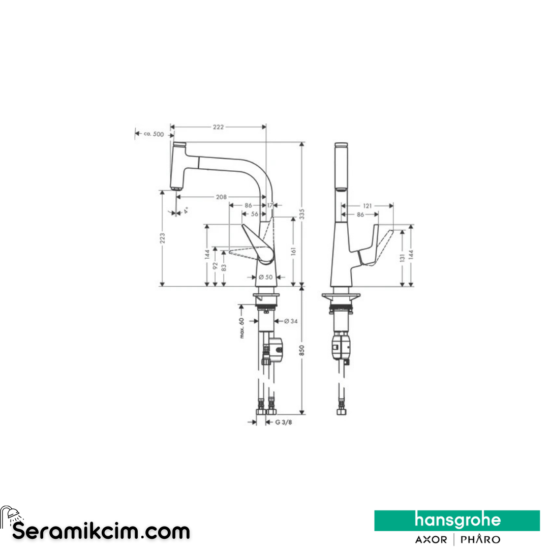 Hansgrohe Talis Select S Evye Bataryası Krom 72822000