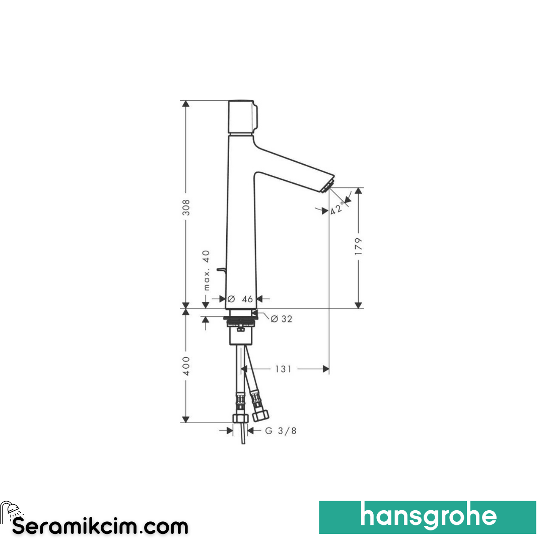 Hansgrohe Talis Selects Lavabo Bataryası 190 Sifon Kumandalı Krom 72044000