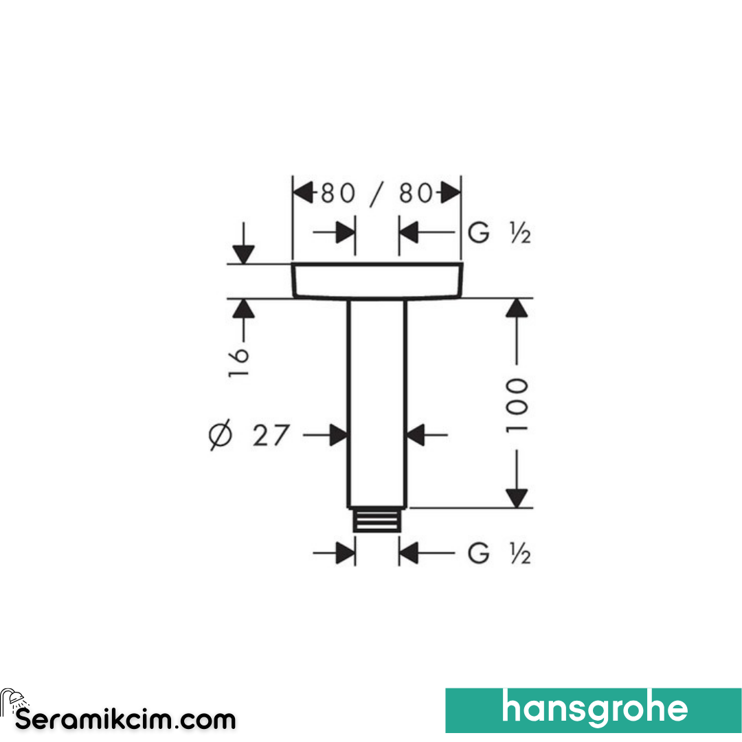 Hansgrohe Tavan Bağlantısı E 100Mm / Krom 27467000