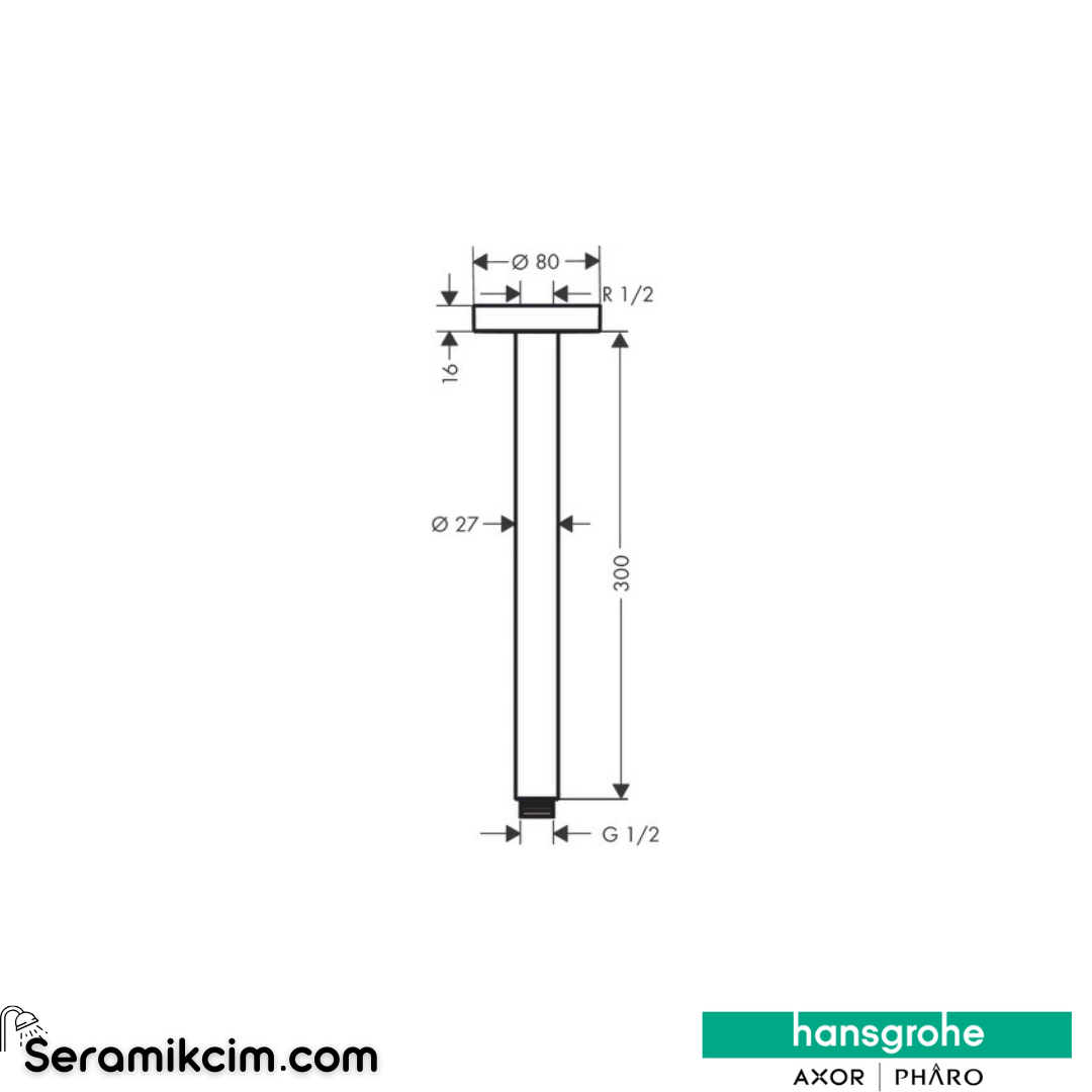 Hansgrohe Tavan Bağlantısı S 300 Mat Bronz 27389140