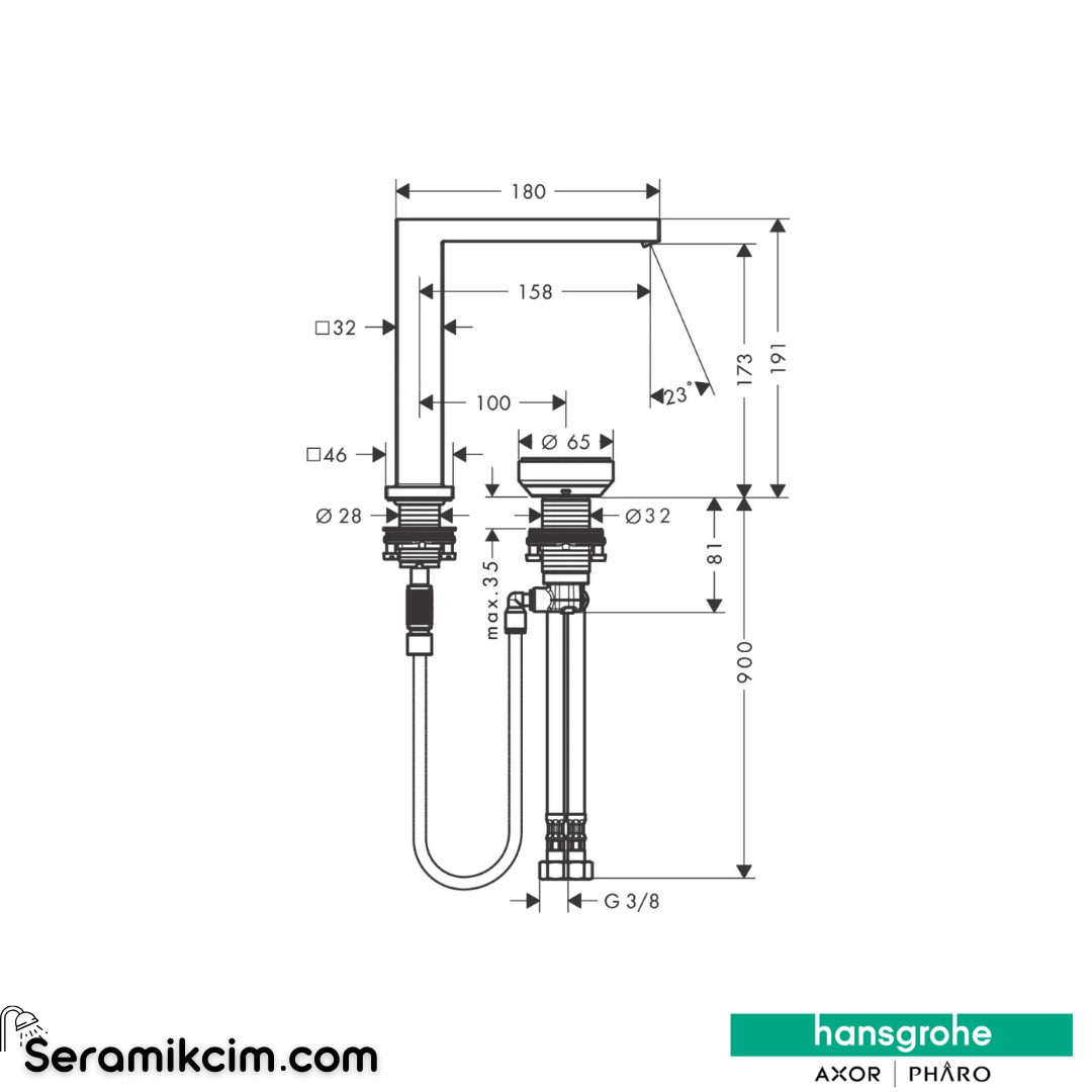 Hansgrohe Tecturis E 2 Delikli Lavabo Bataryası 150 Coolstart Ecosmart+ Krom 73053000