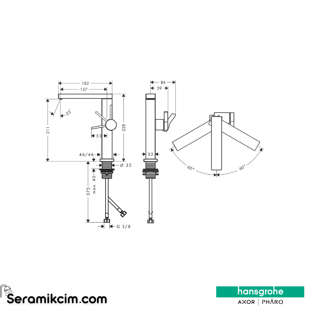 Hansgrohe Tecturis E 210 Fine Lavabo Bataryası Coolstart Döner Gaga Bas-Aç Gider Seti İle Mat Bronz 73063140