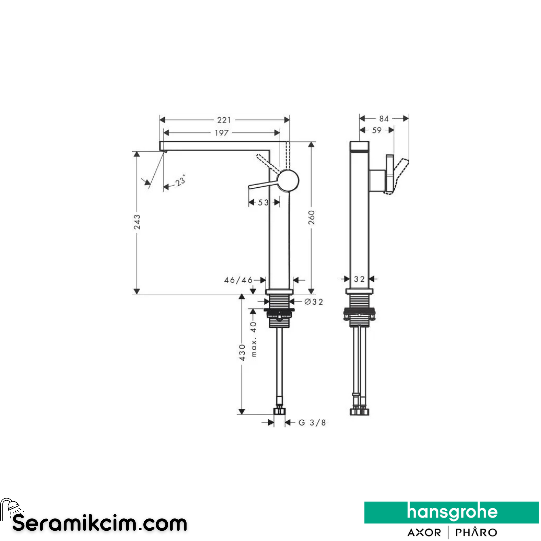 Hansgrohe Tecturis E 240 Fine Çanak Lavabo Bataryası Coolstart Bas-Aç Gider Seti İle Krom 73073000