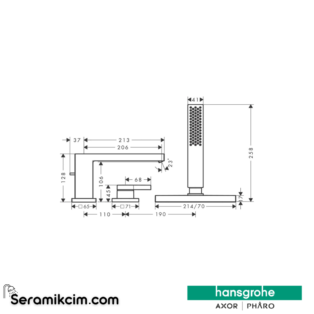 Hansgrohe Tecturis E 3 Delikli Küvet Bataryası sBox İle Krom 73443000