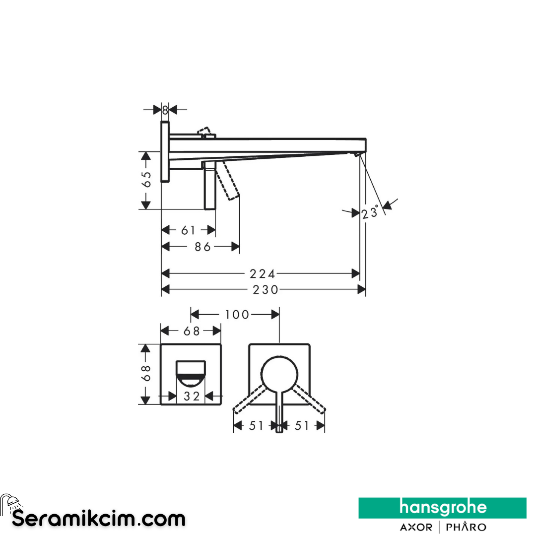Hansgrohe Tecturis E Ankastre Lavabo Bataryası Ecosmart+ 22,5 Cm Gaga İle Mat Bronz 73051140