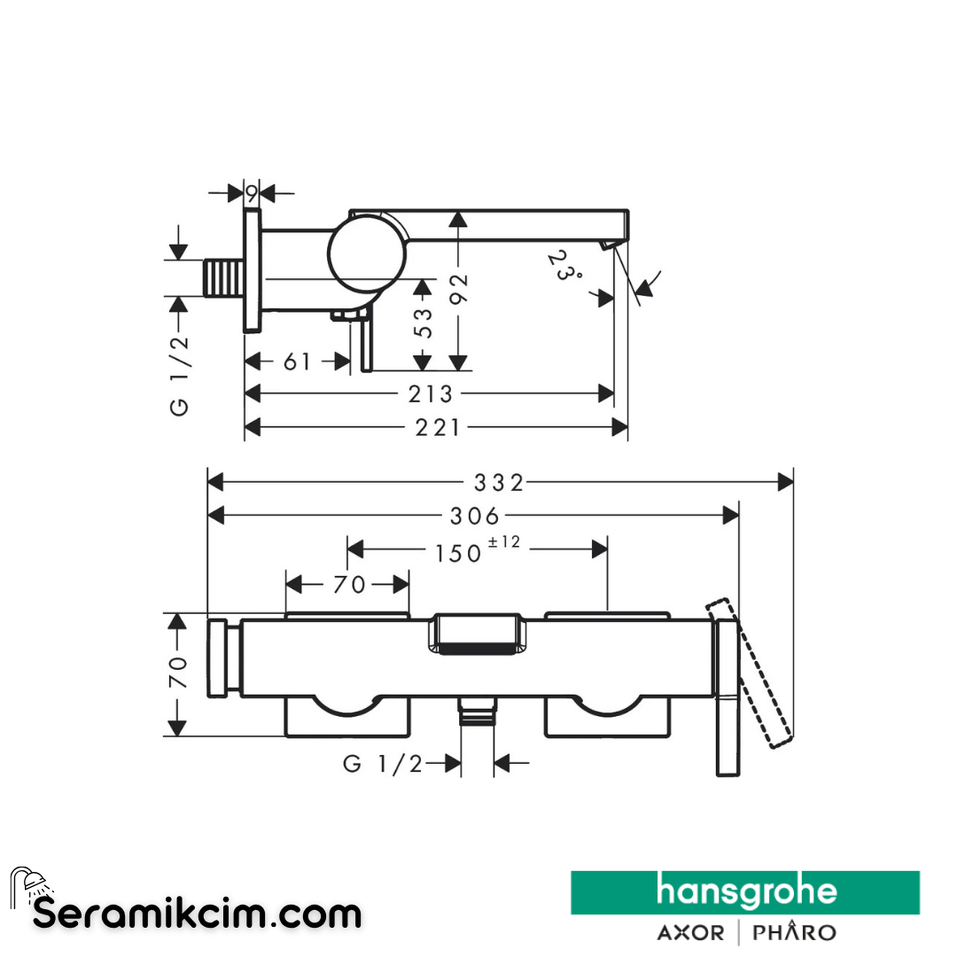 Hansgrohe Tecturis E Banyo Bataryası Mat Bronz 73420140