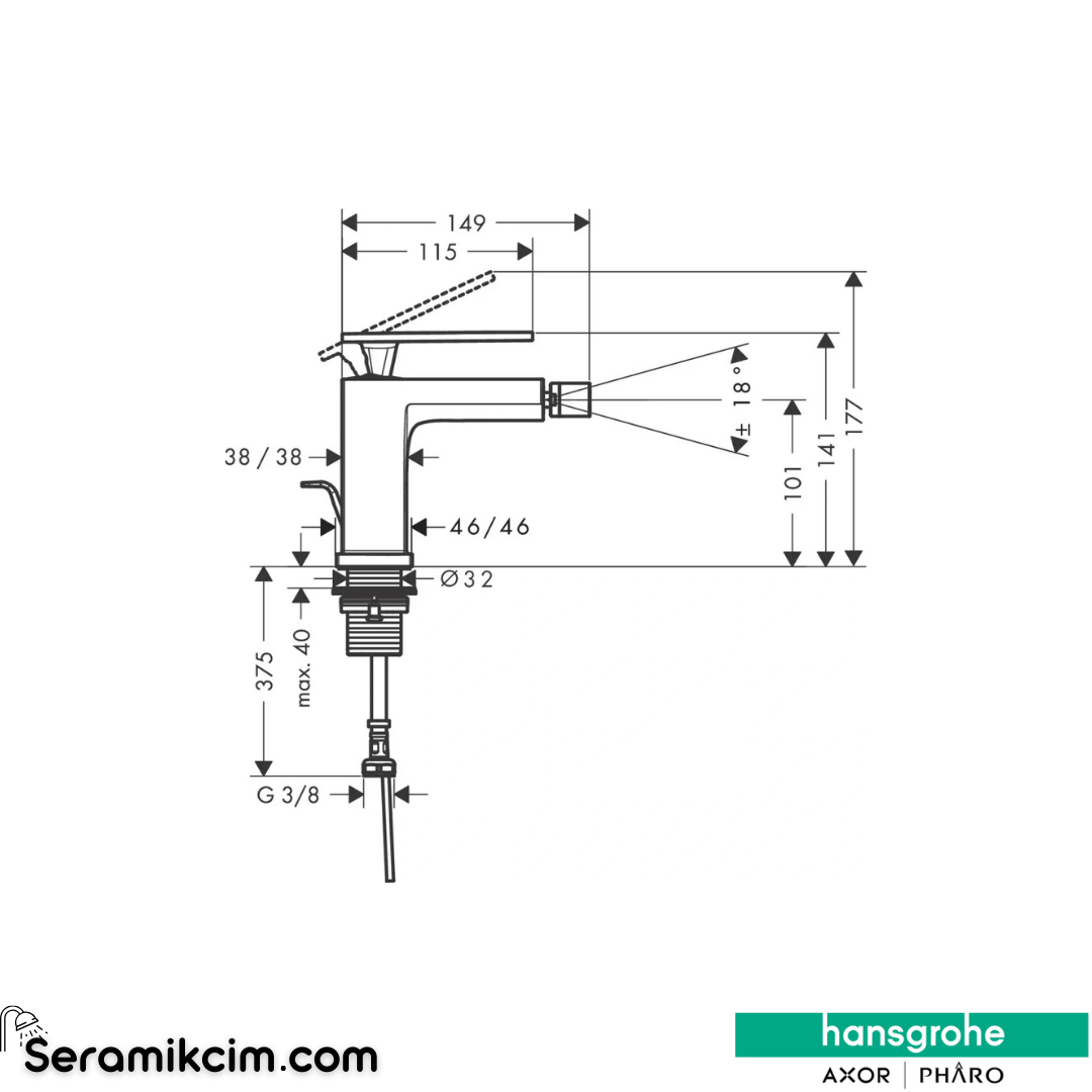 Hansgrohe Tecturis E Bide Bataryası Sifon Kumandalı Mat Bronz 73200140