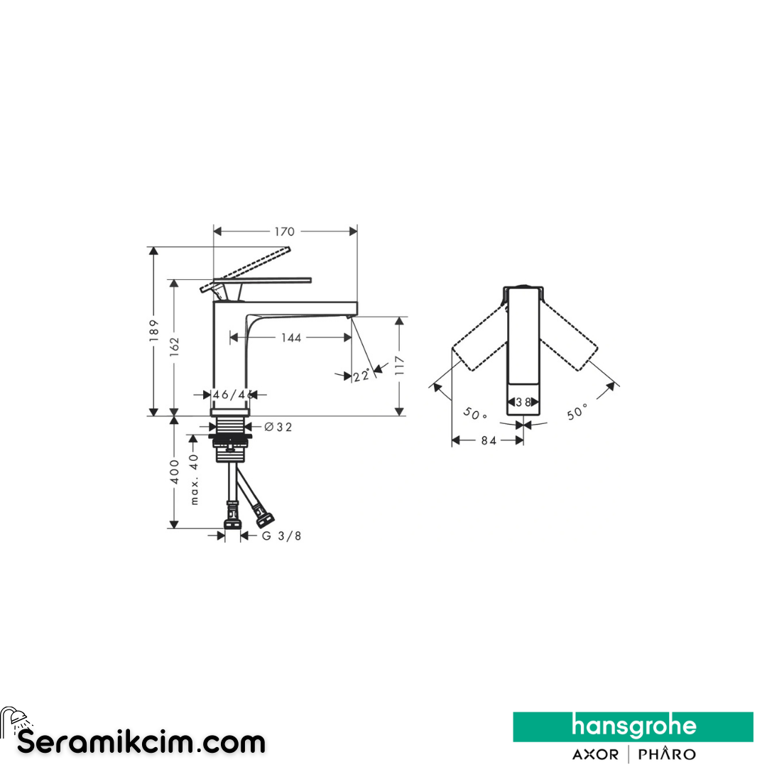 Hansgrohe Tecturis E Lavabo Bataryası 110 Ecosmart+ Mat Siyah 73011670