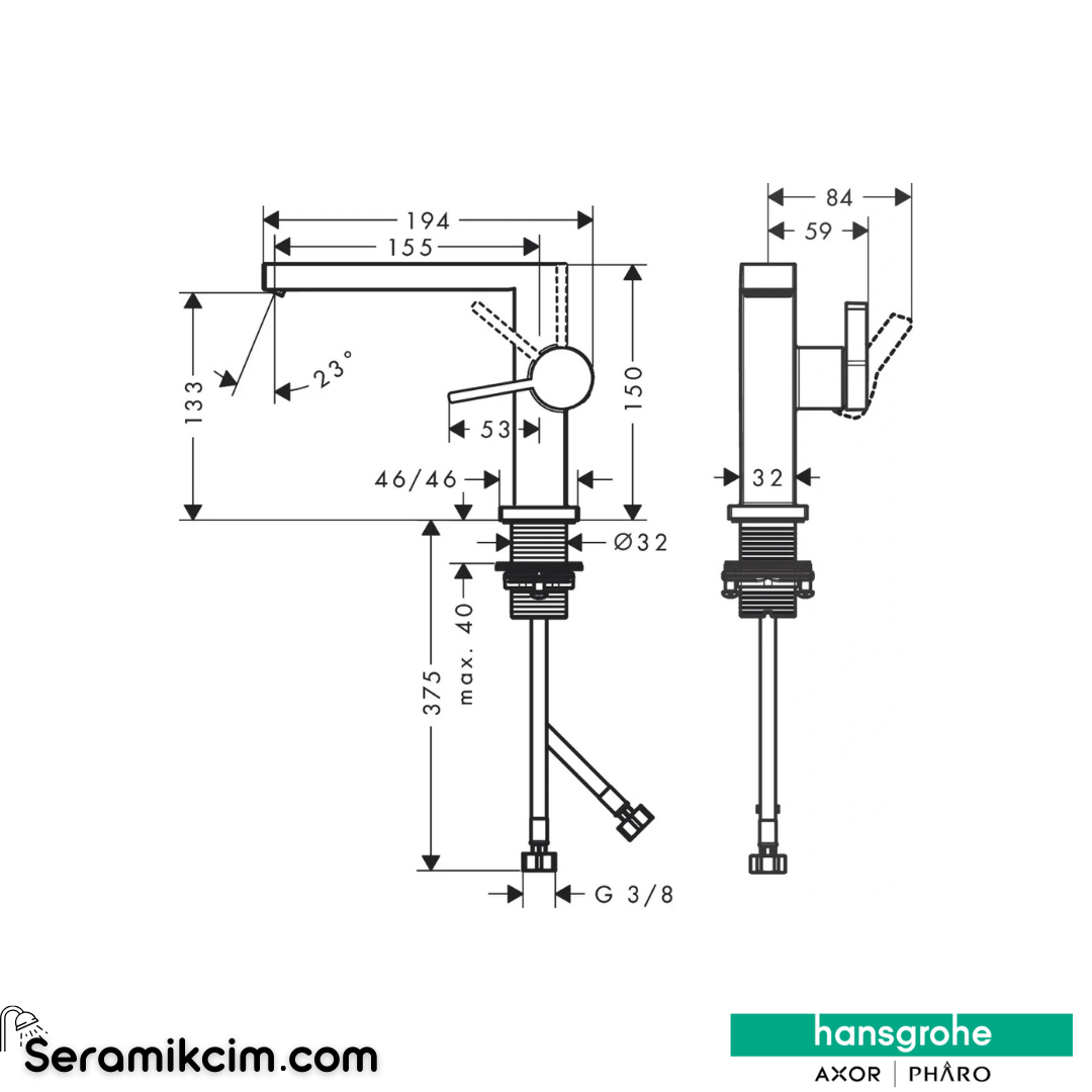 Hansgrohe Tecturis E Lavabo Bataryası 110 Fine Coolstart Ecosmart+ Bas-Aç Gider Seti İle Krom 73020000