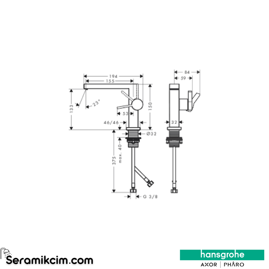 Hansgrohe Tecturis E Lavabo Bataryası 110 Fine Coolstart Bas-Aç Gider Seti İle Mat Siyah 73024670