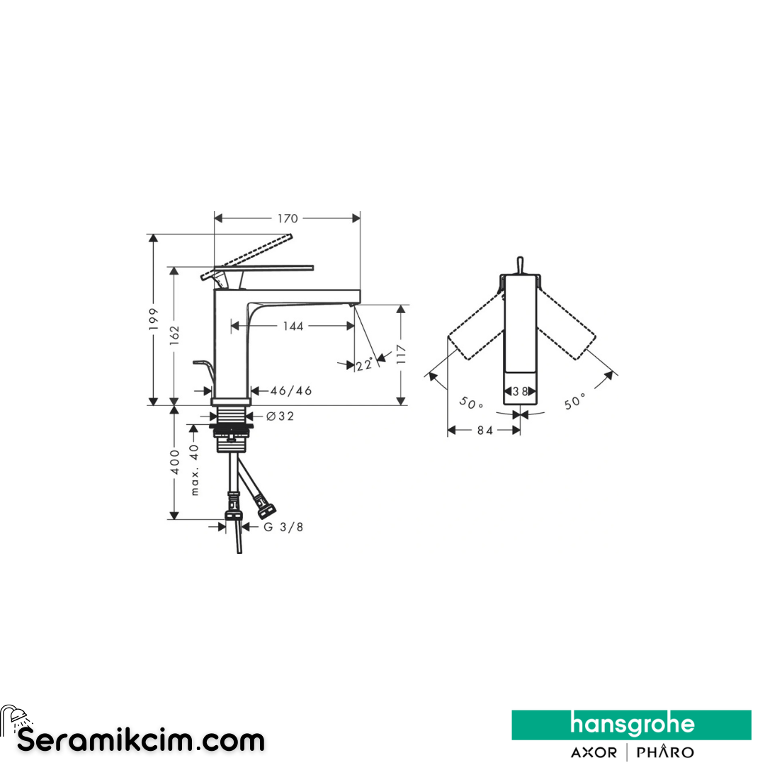 Hansgrohe Tecturis E Lavabo Bataryası 110 Ecosmart+ Sifon Kumandalı Mat Bronz 73010140