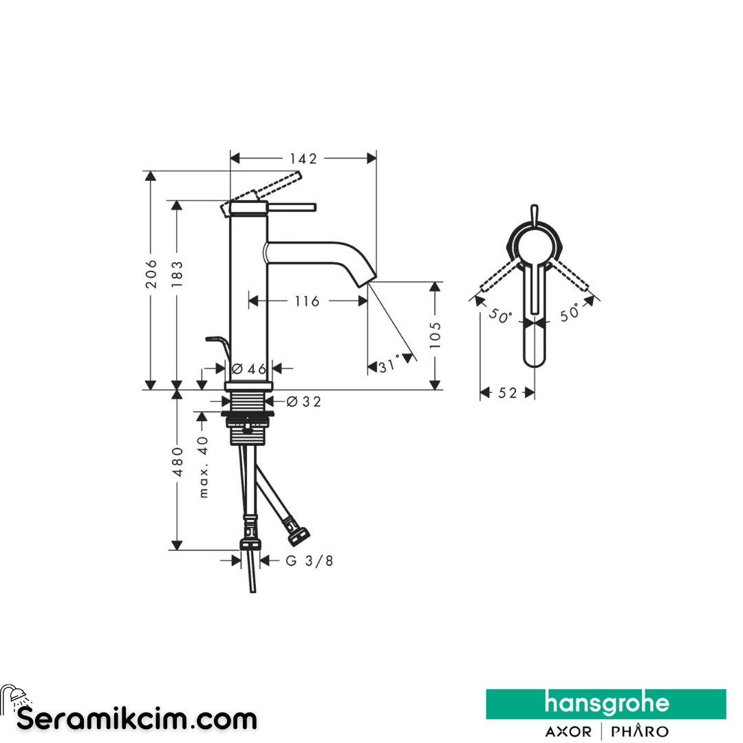 Hansgrohe Tecturis S 110 Lavabo Bataryası Coolstart Mat Bronz 73317140