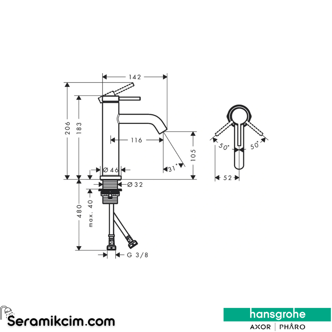 Hansgrohe Tecturis S 110 Lavabo Bataryası Coolstart Ecosmart+ Mat Siyah 73312670
