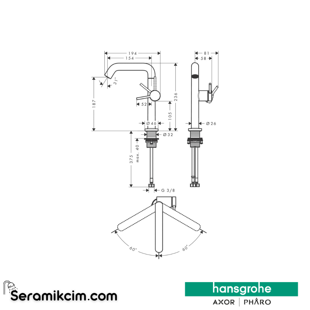 Hansgrohe Tecturis S 210 Fine Lavabo Bataryası Coolstart Ecosmart+ Dönebilir Gaga Ve Bas-Aç Gider Seti İle Mat Siyah 73360670
