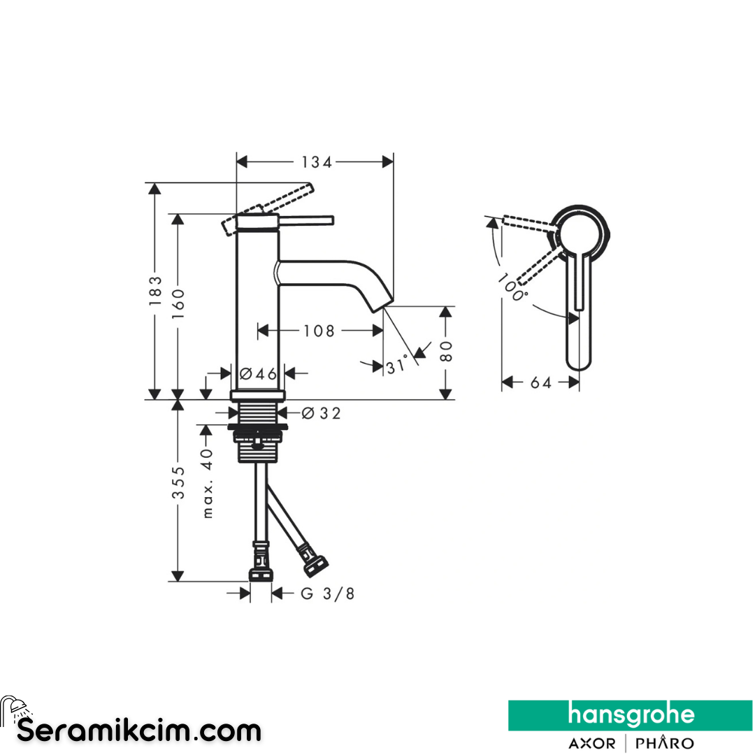 Hansgrohe Tecturis S 80 Lavabo Bataryası Coolstart Ecosmart+ Mat Beyaz 73301700