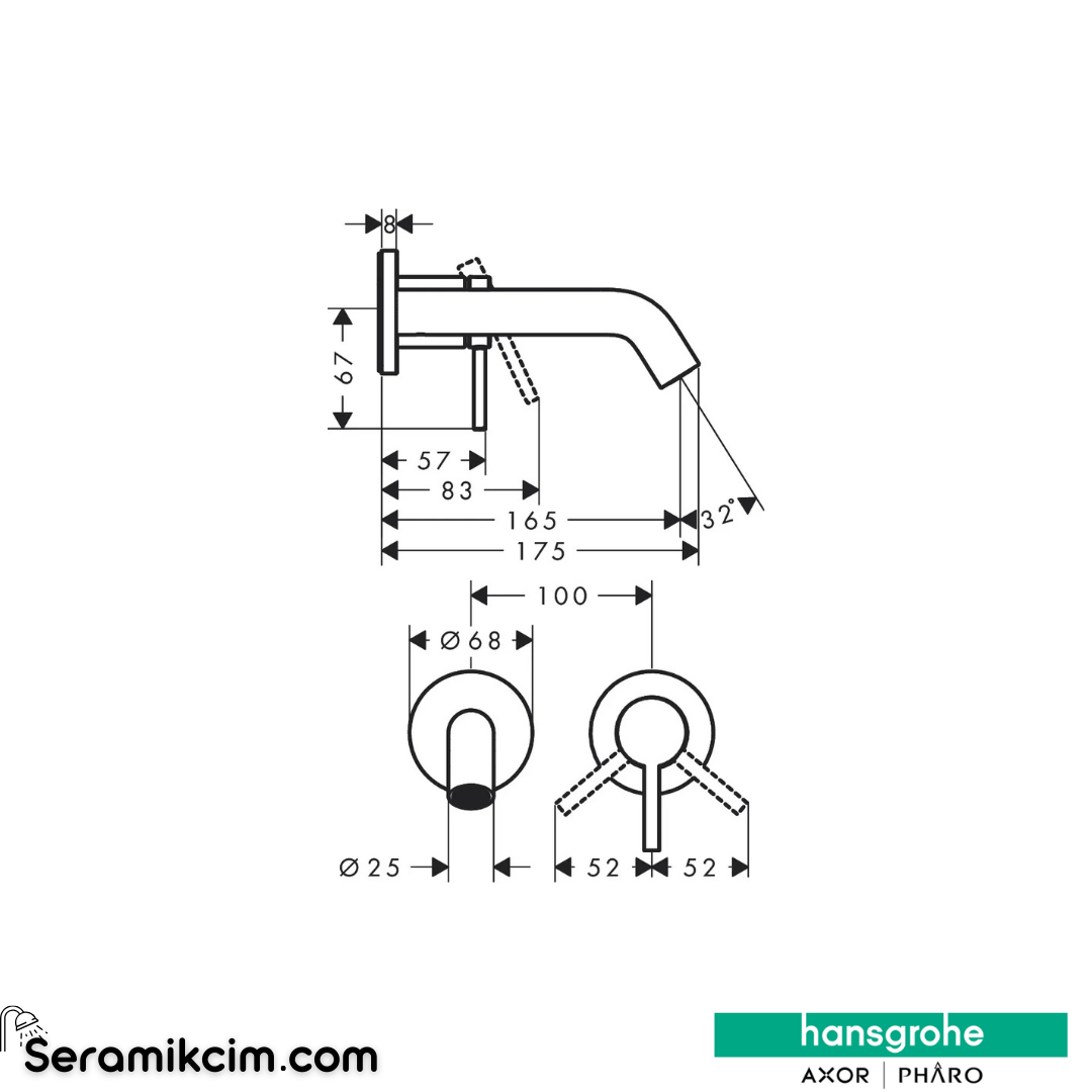 Hansgrohe Tecturis S Ankastre Lavabo Bataryası Ecosmart+ 16,5 Cm Gaga İle Krom 73350000