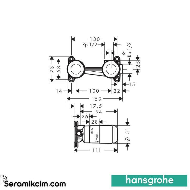 Hansgrohe Tecturis S Ankastre Lavabo Bataryası + İç Takım Set Krom
