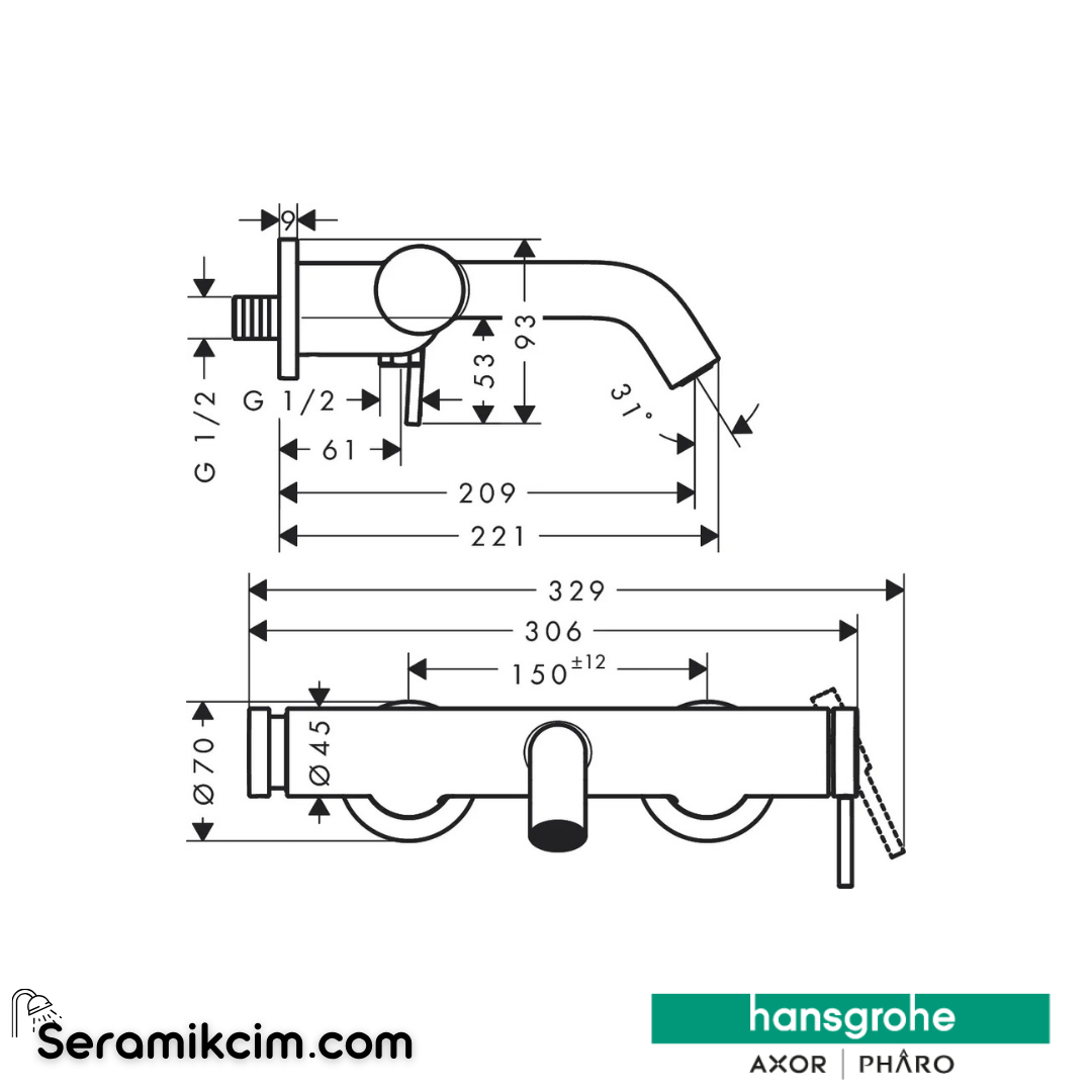 Hansgrohe Tecturis S Banyo Bataryası Mat Beyaz 73422700