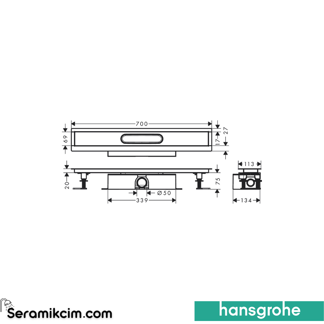 HansGrohe Ubox Universal Komple Set Standart Kurulum - 700 Duş Kanalı İçin 56023180