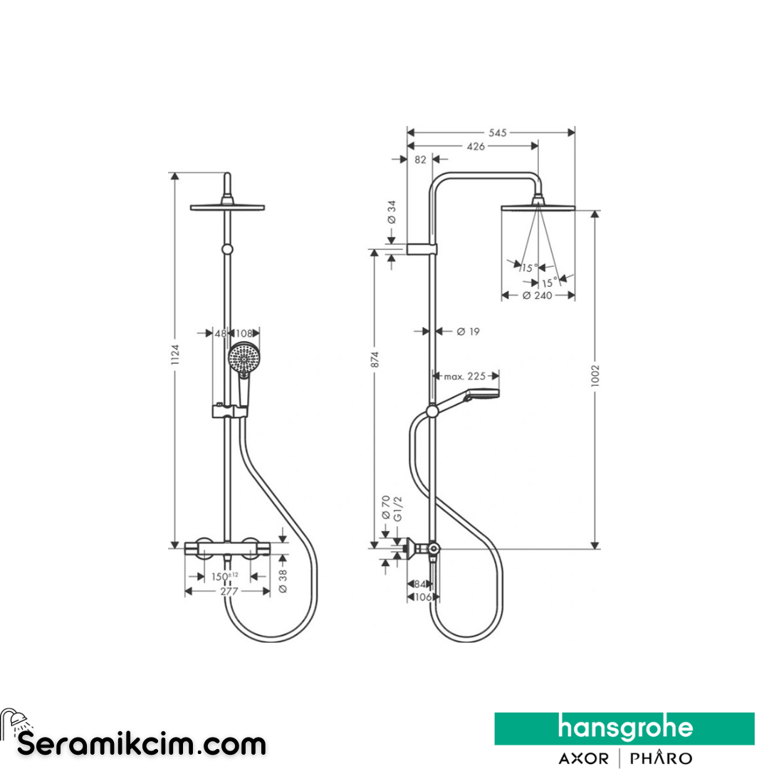 Hansgrohe Vernis Blend 240 Duş Kolonu EcoSmart Mat Siyah 26428670