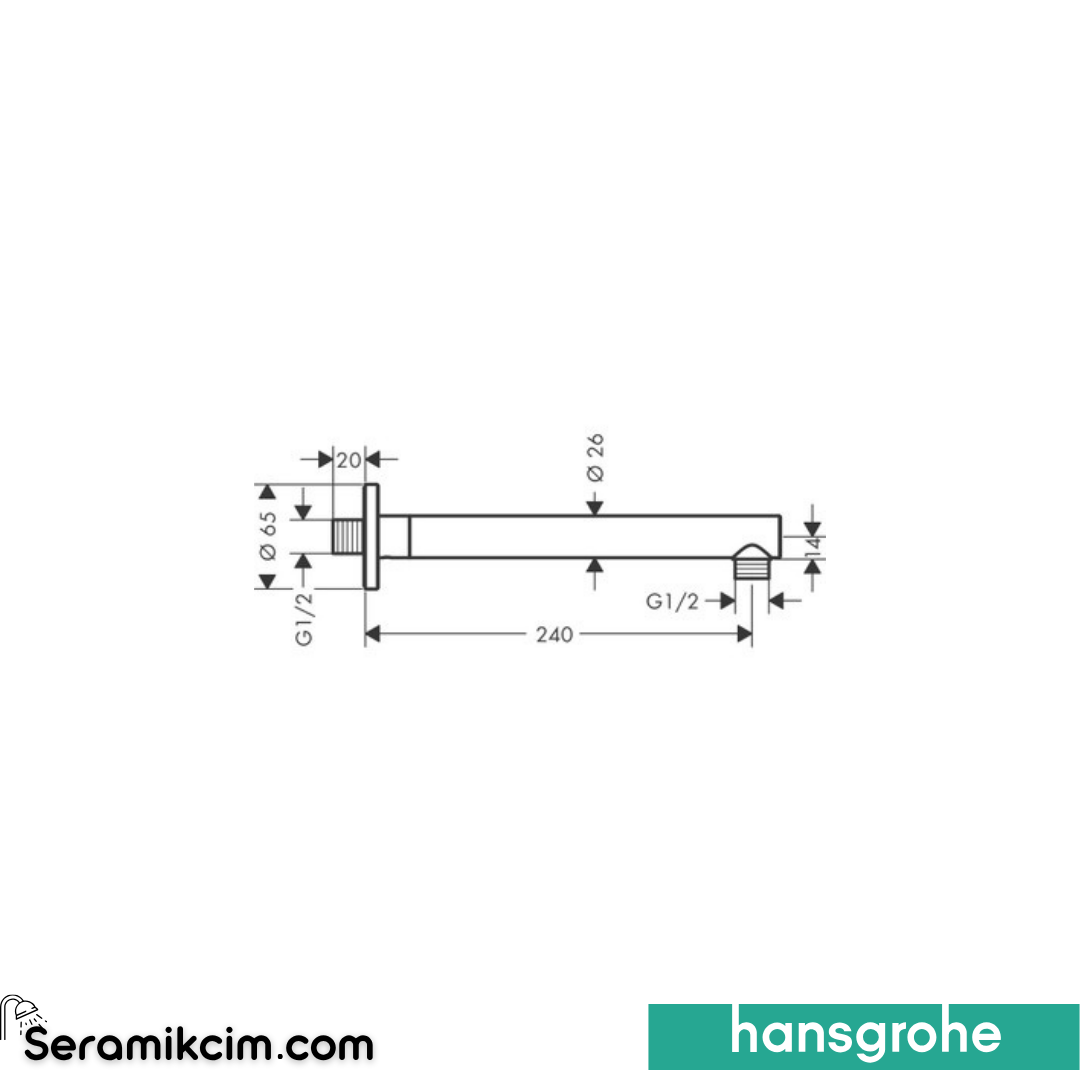 Hansgrohe Vernis Blend 24cm Duş Dirseği Krom 27809000