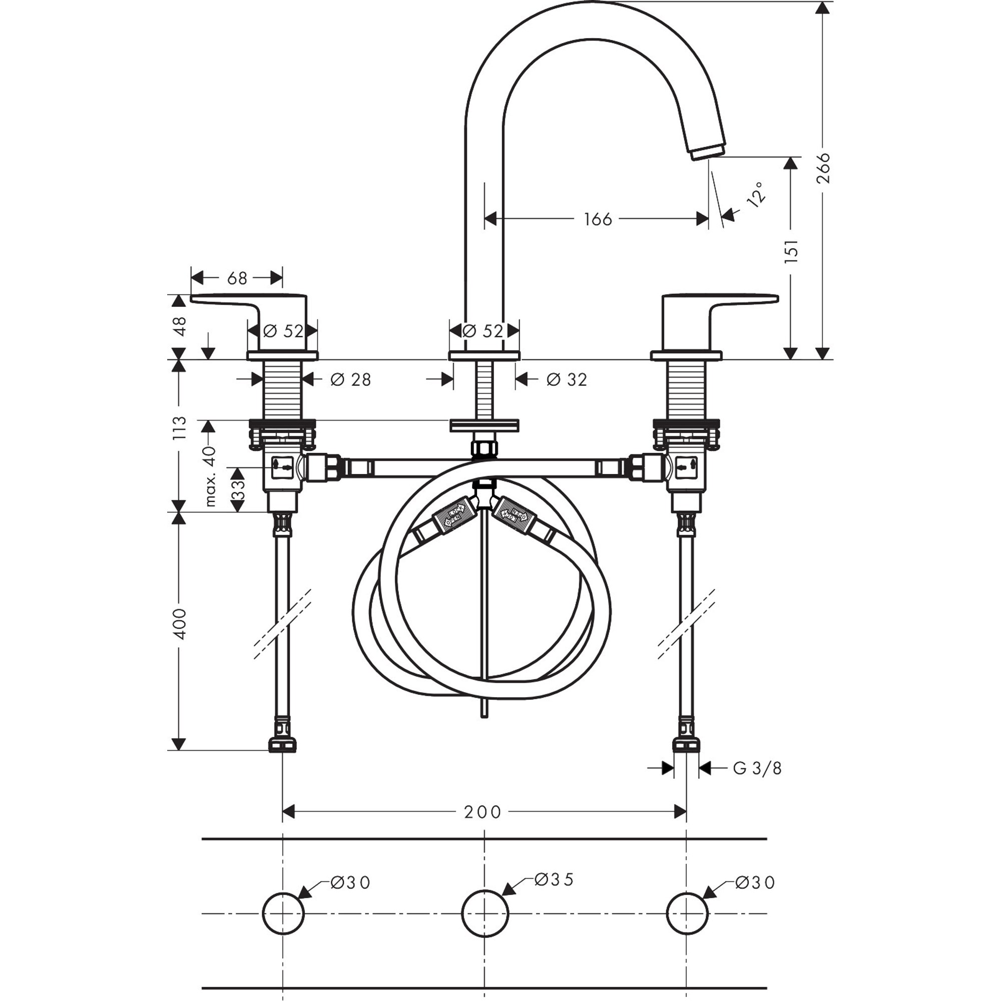Hansgrohe Vernis Blend 3H Bm W/ Pop Up Was.Mb 71553670