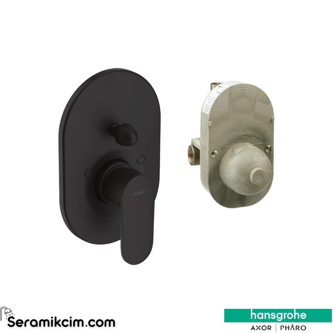 Hansgrohe Vernis Blend Ankastre Banyo Bataryası (İç Set Dahil) Mat Siyah 71473670