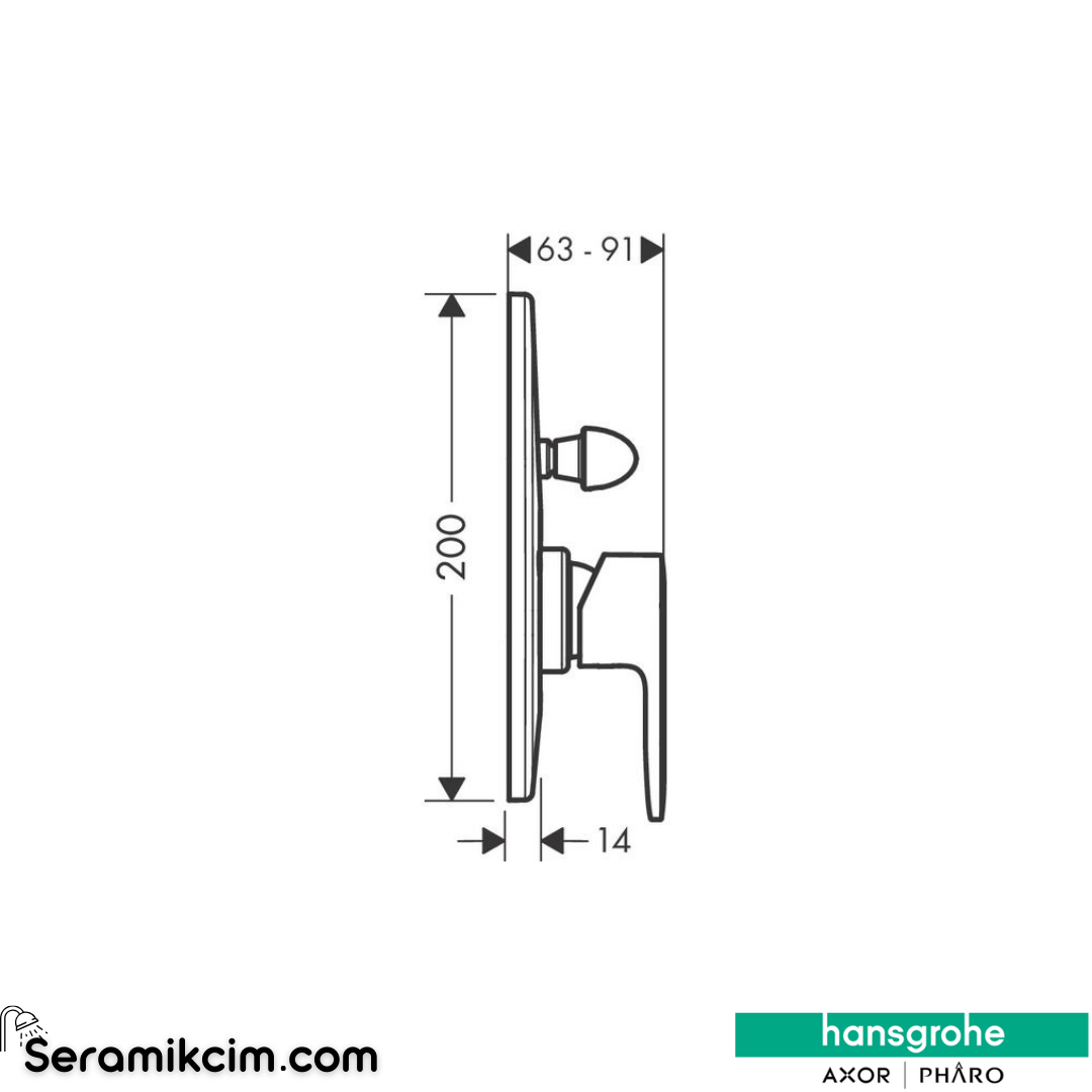 Hansgrohe Vernis Blend Ankastre Banyo Bataryası (İç Set Dahil) Mat Siyah 71473670