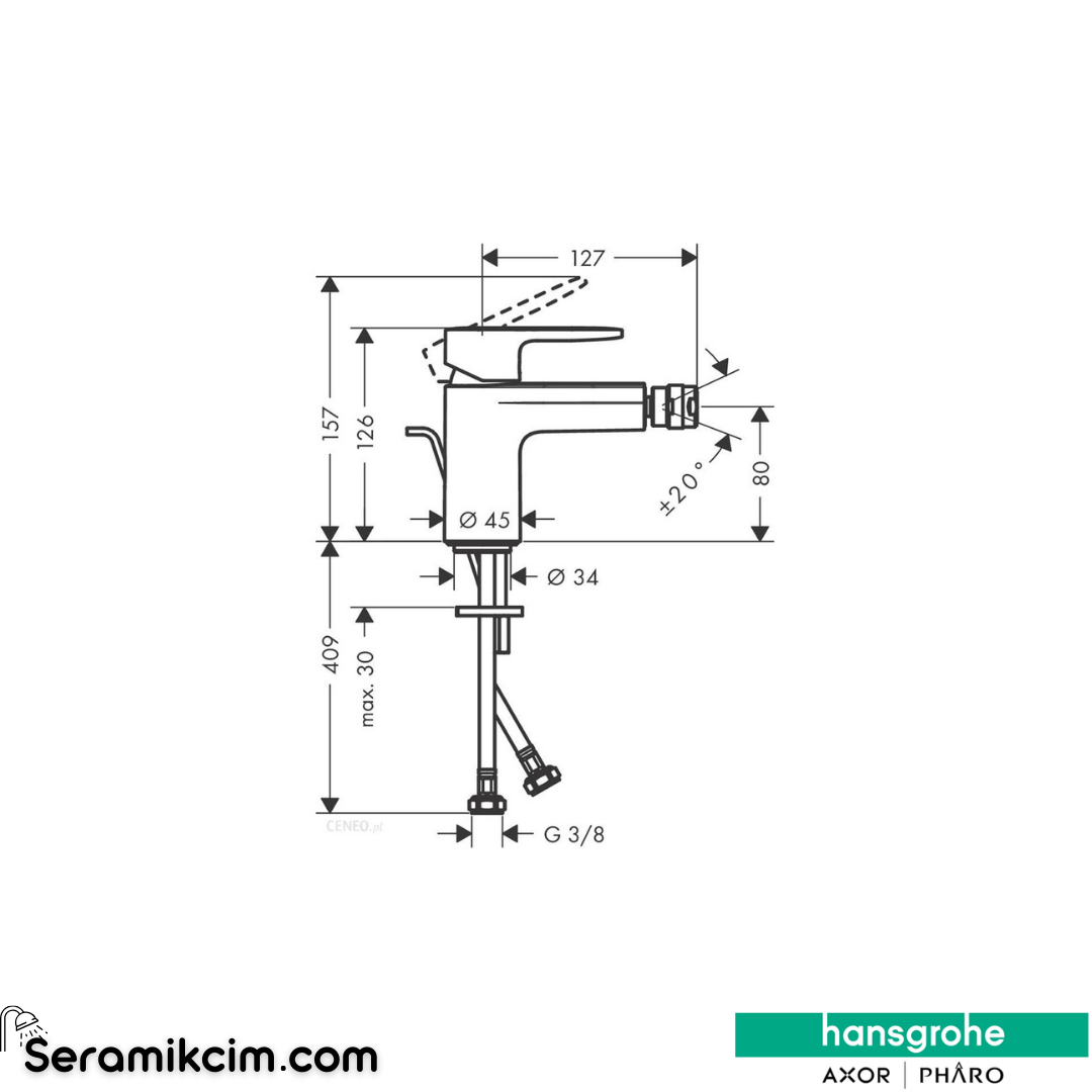 Hansgrohe Vernis Blend Bide Bataryası Sifon Kumandalı Krom 71218000