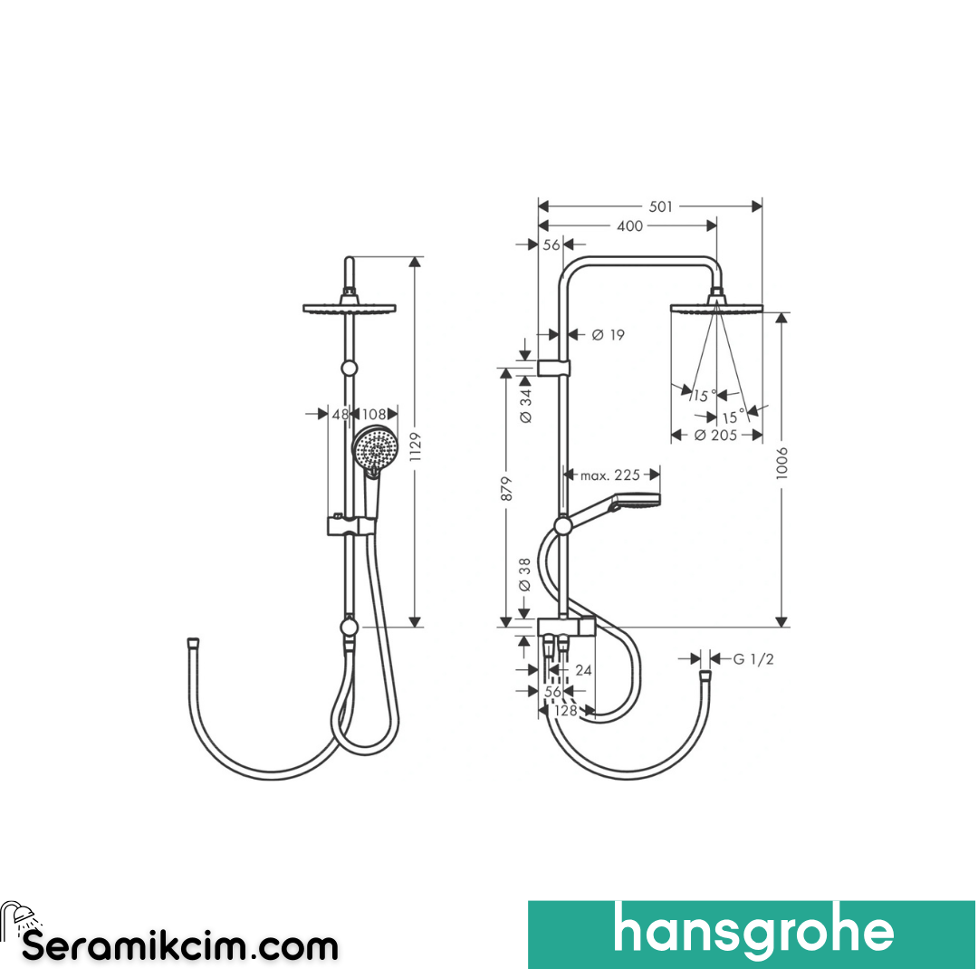 Hansgrohe Vernis Blend Duş Kolonu200 1 Fonksiyonlu Reno 26272670