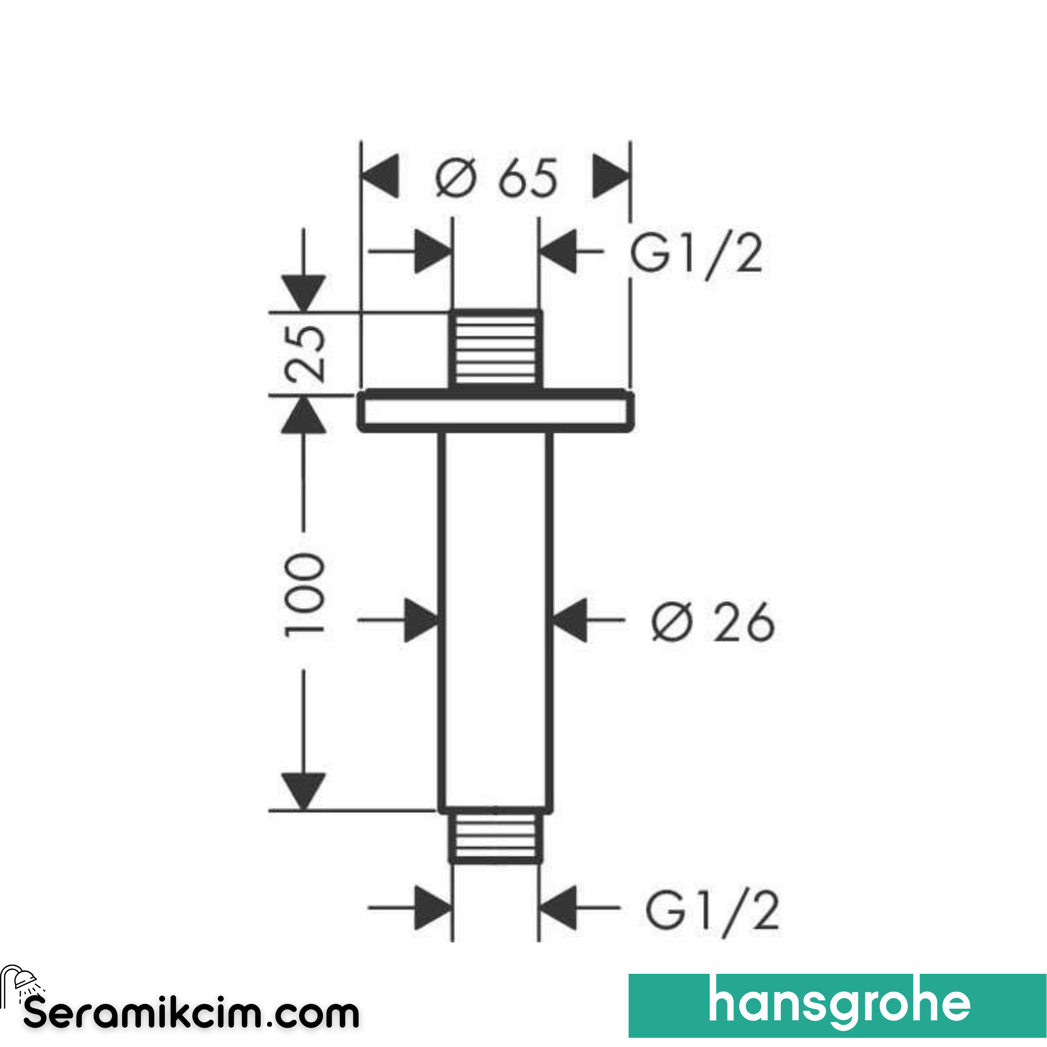 Hansgrohe Vernis Blend Tavan Bağlantısı 10 Cm 27804000