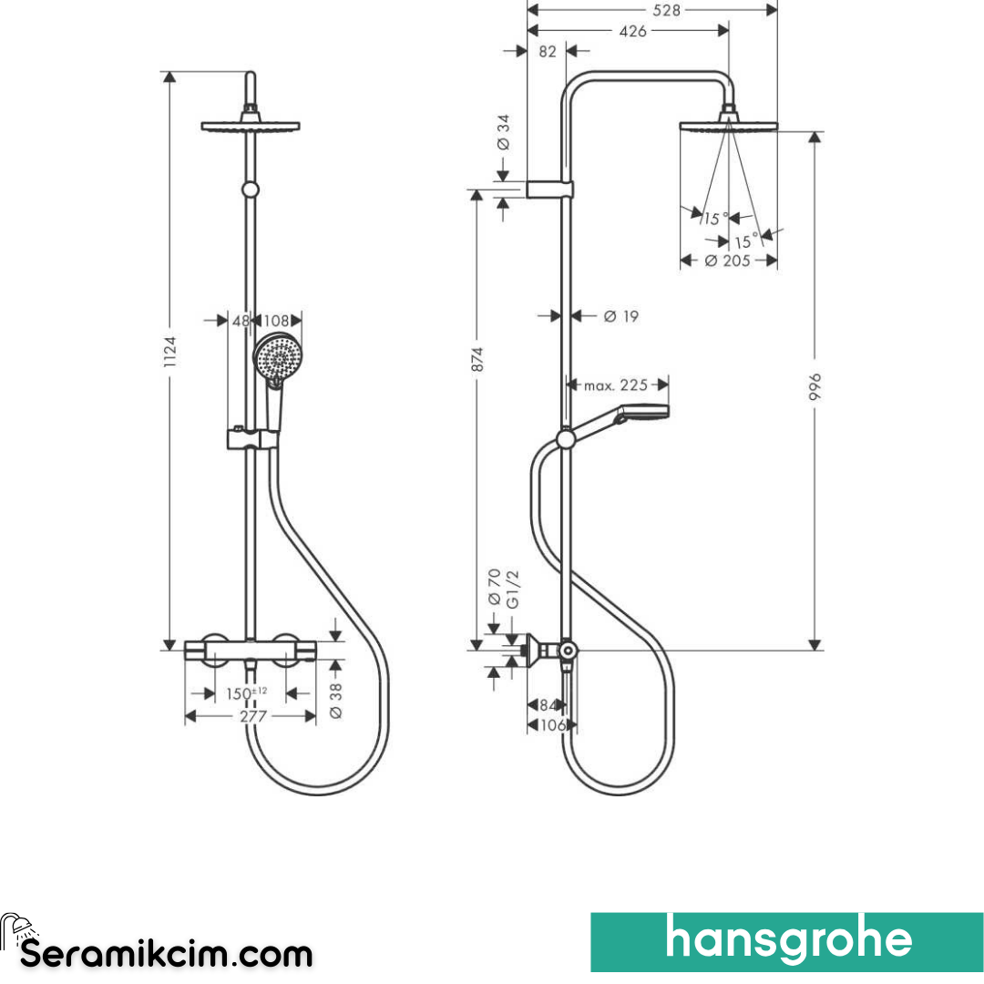 Hansgrohe Vernis Blend Termostatik Duş Kolonu EcoSmart 26089000