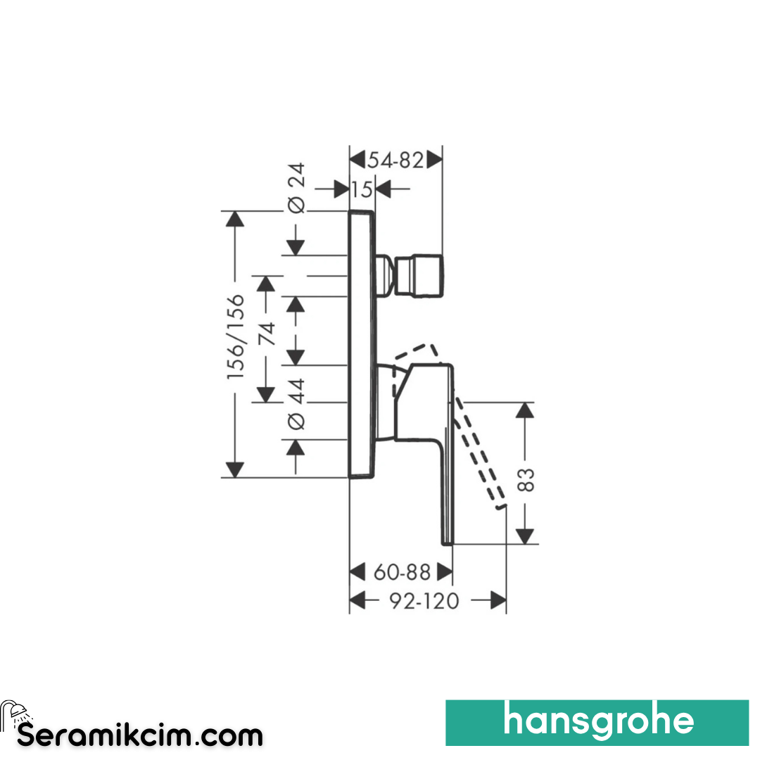 Hansgrohe Vernis Shape Ankastre Banyo Bataryası Mat Siyah 71468670