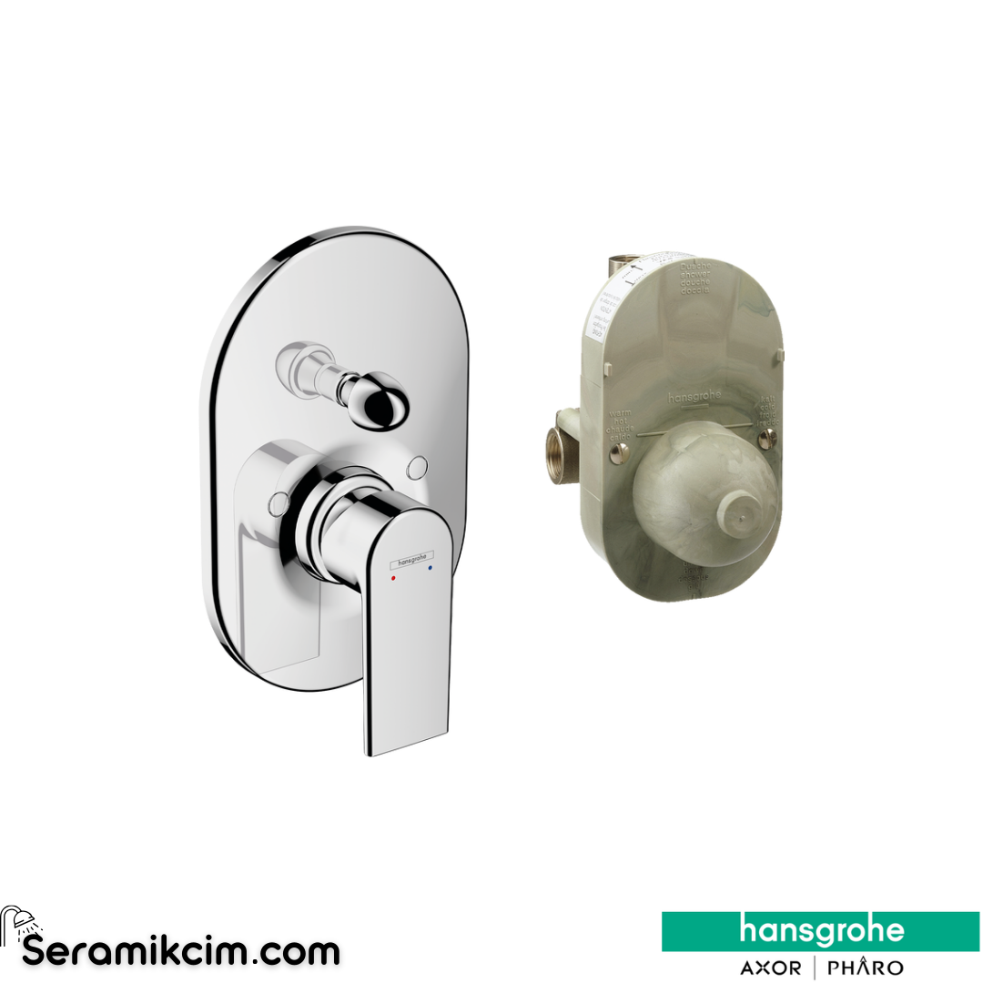 Hansgrohe Vernis Shape Ankastre Banyo Bataryası (İç Set Dahil) Krom 71472000
