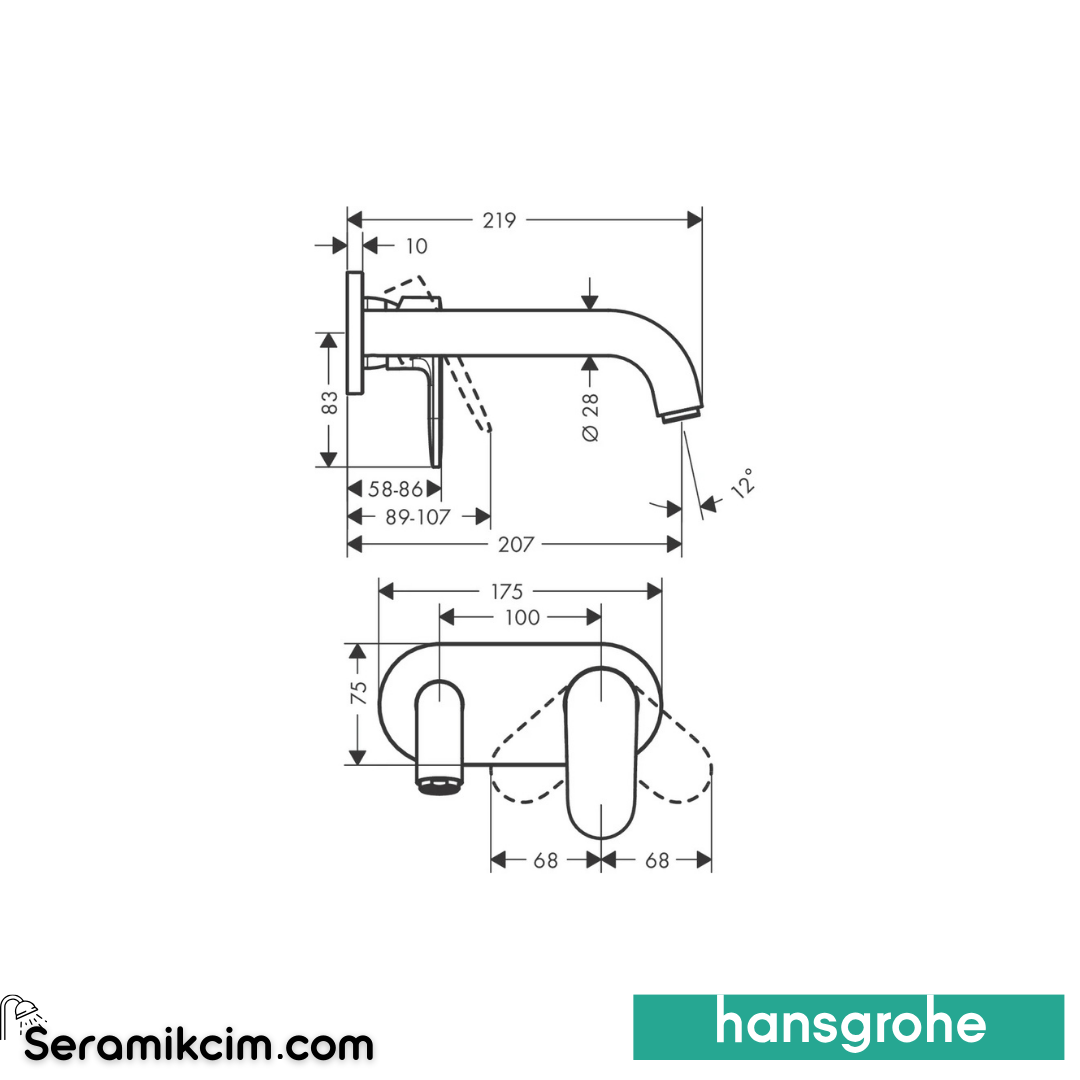 Hansgrohe Vernis Shape Ankastre Lavabo Bataryası Krom 71578000
