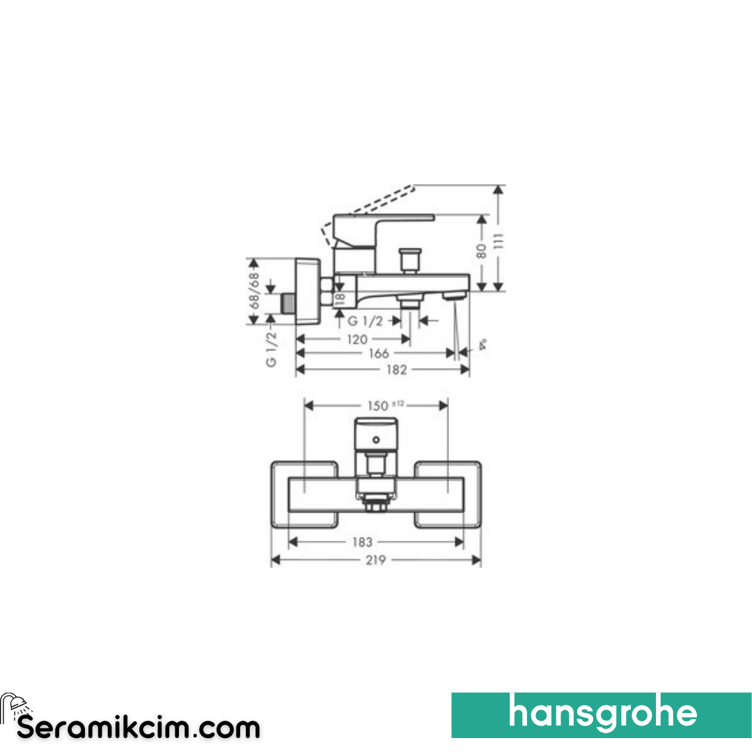 Hansgrohe Vernis Shape Banyo Bataryası Krom 71450000