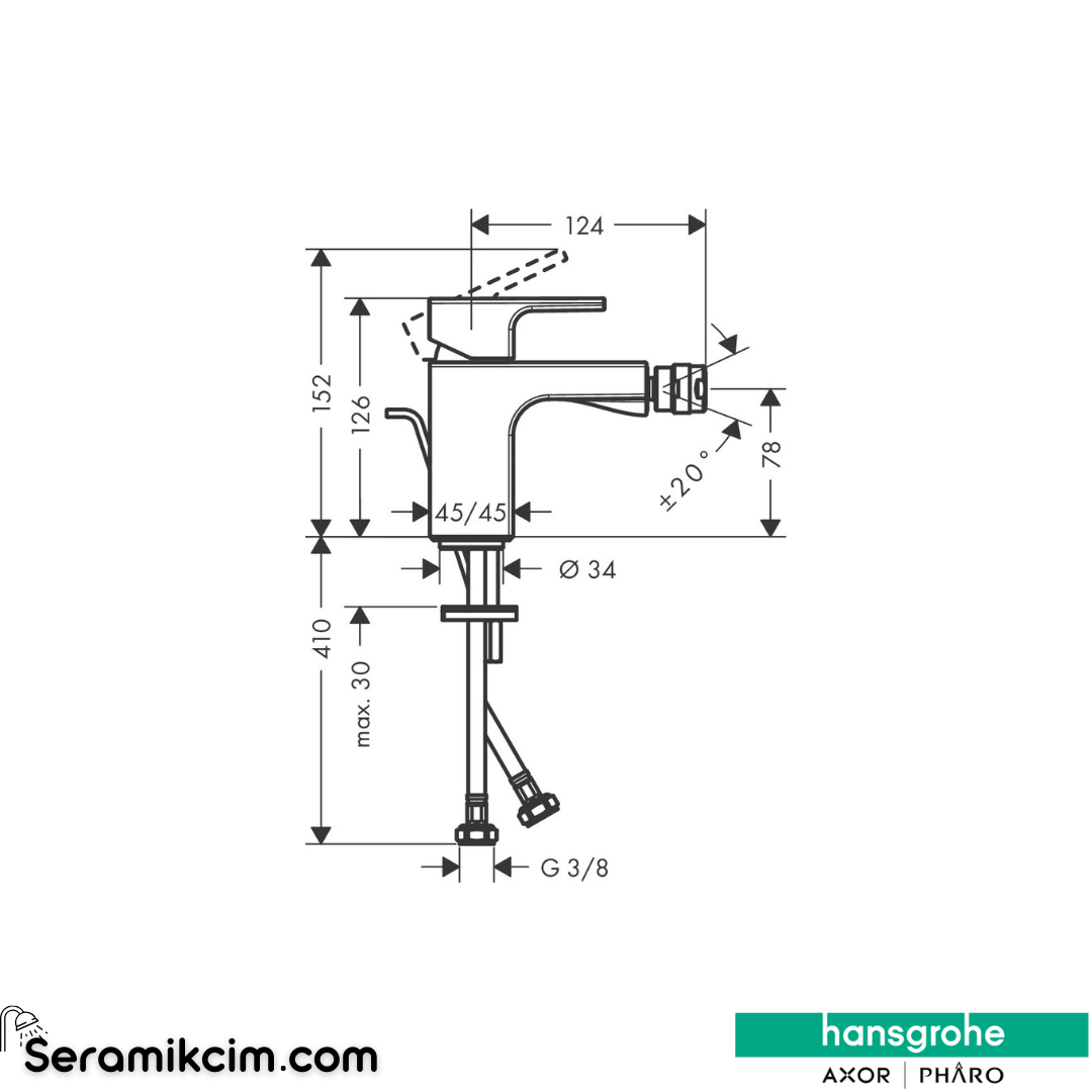 Hansgrohe Vernis Shape Bide Bataryası Sifon Kumandalı Krom 71219000