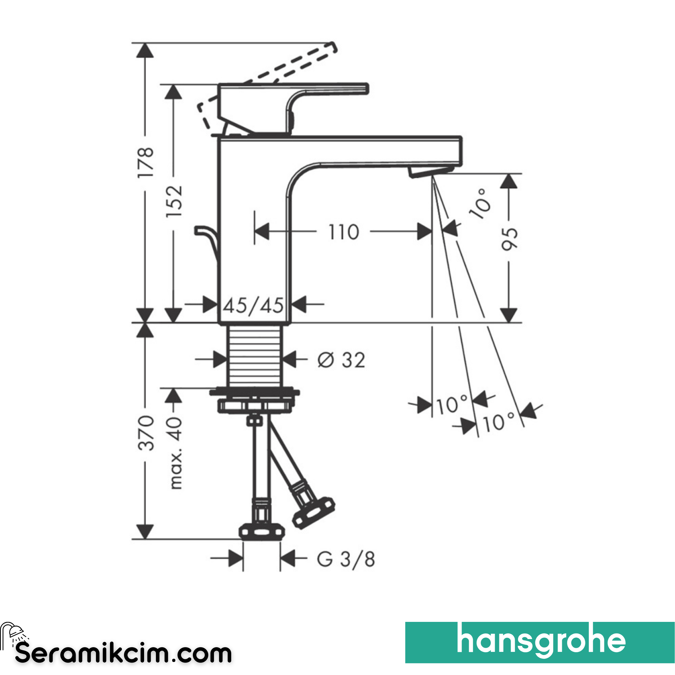 Hansgrohe Vernis Shape Bm 100 W/Popuw Pp Krom 71597000