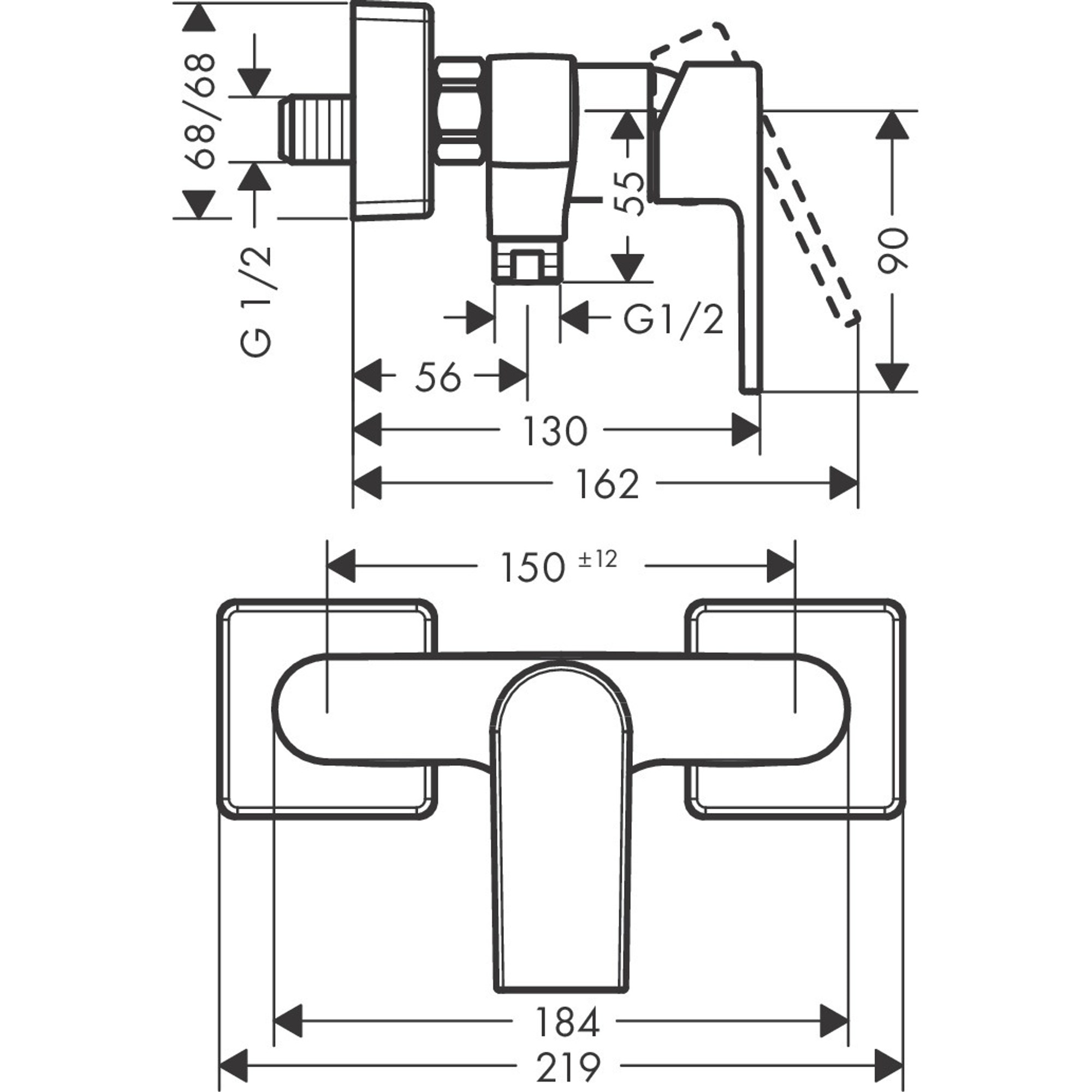 Hansgrohe Vernis Shape Duş Bataryası 2 Akışlı 71656000