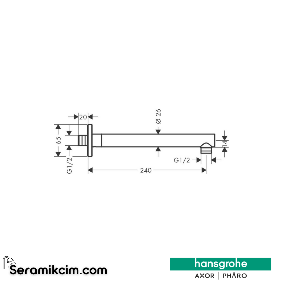 Hansgrohe Vernis Shape Duş Dirseği 24 Cm 26405000
