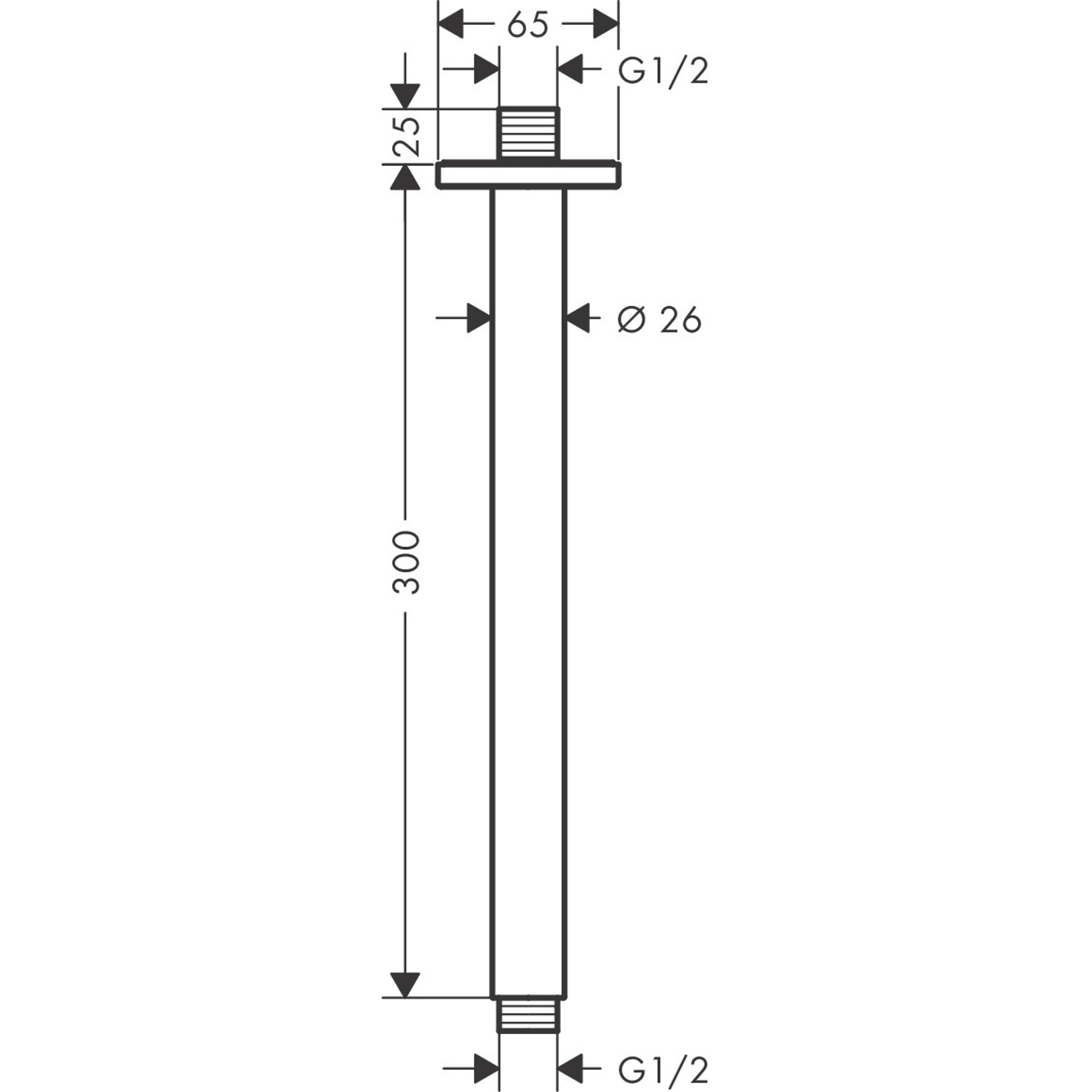 Hansgrohe Vernis Shape Tavan Bağlantı Borusu 30 cm Krom 26407000
