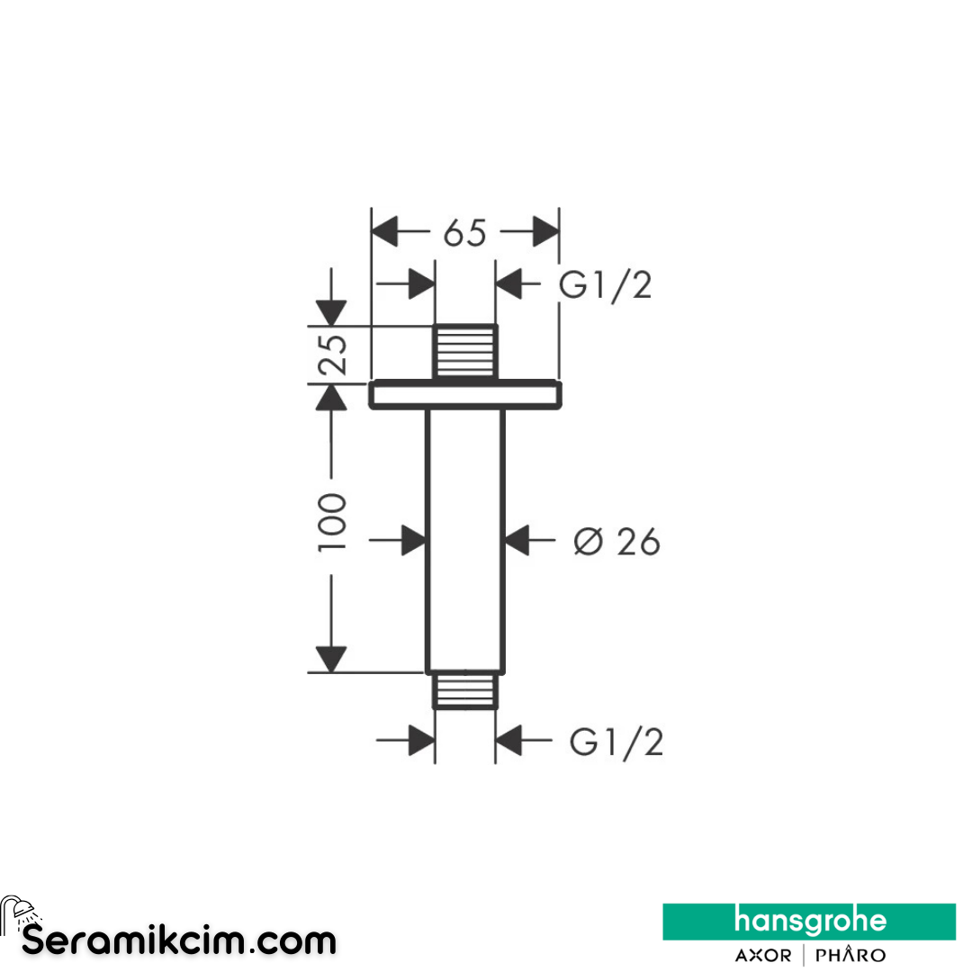 Hansgrohe Vernis Shape Tavan Bağlantısı 10 Cm 26406000