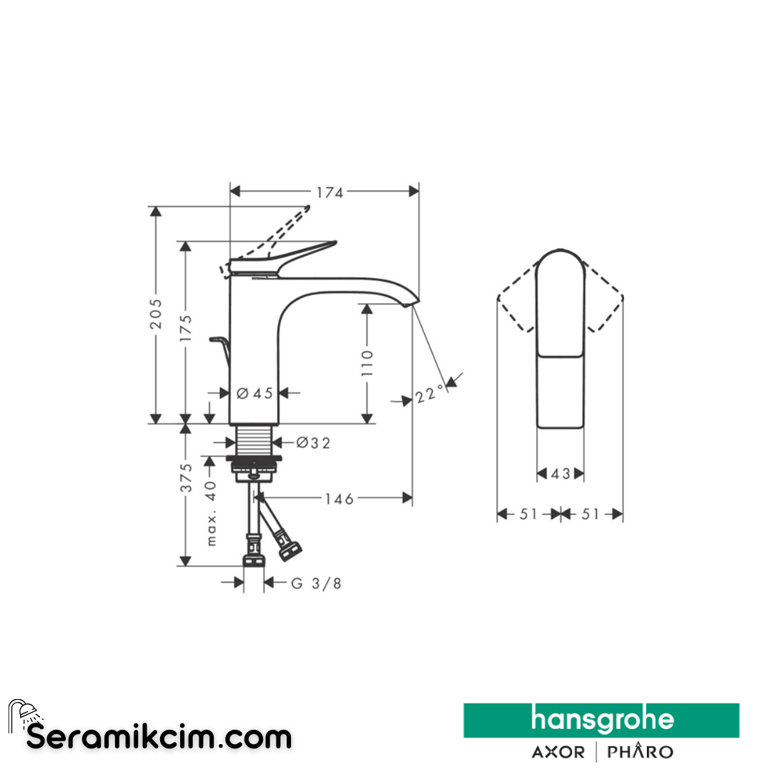 Hansgrohe Vivenis 110 Tek Kollu Lavabo Bataryası Sifon Kumandalı Mat Beyaz  75020700