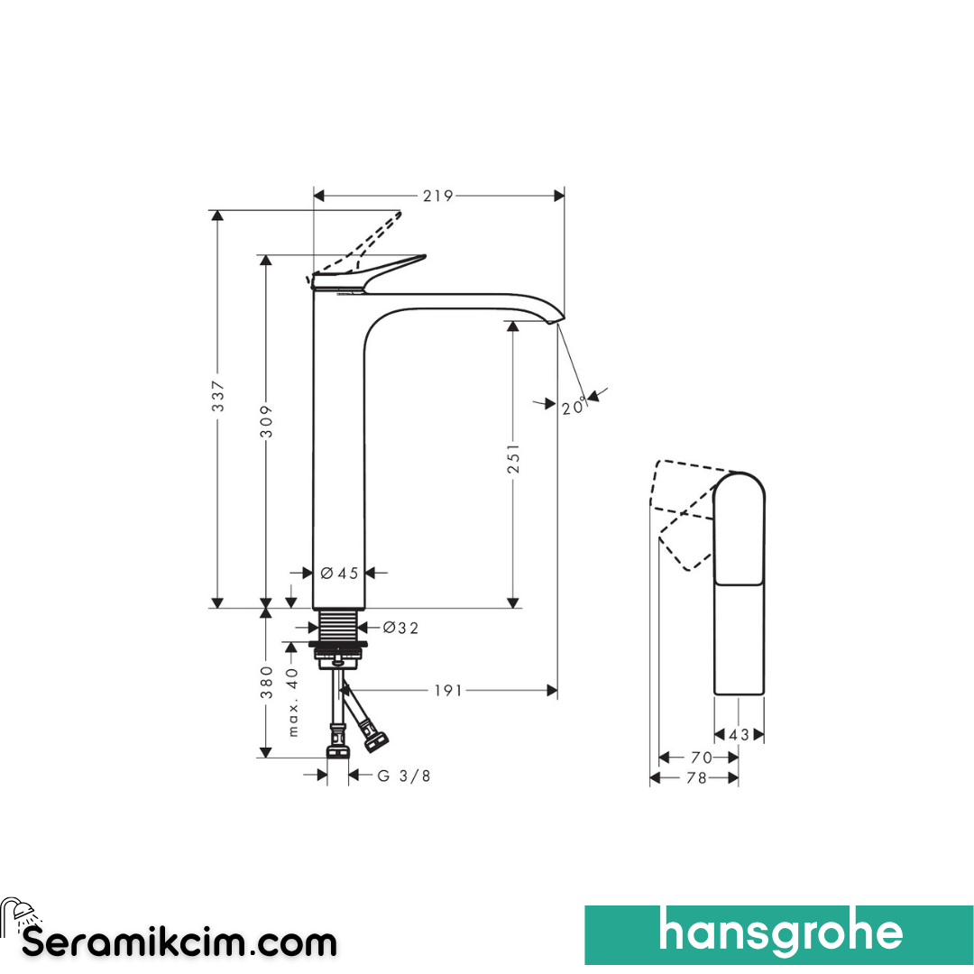 Hansgrohe Vivenis Çanak Lavabo Bataryası Coolstart Krom 75045000