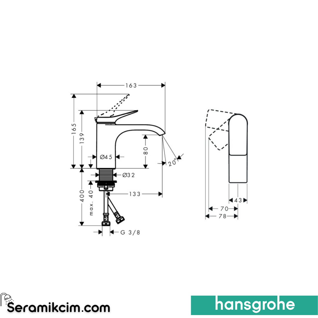 Hansgrohe Vivenis Lavabo Bataryası Coolstart Mat Beyaz 75015700