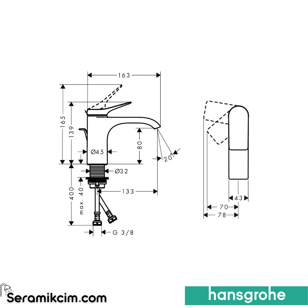Hansgrohe Vivenis Lavabo Bataryası Coolstart Sifon Kumandalı Krom 75014000